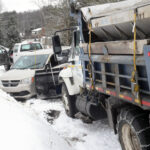 state plow truck collides with a van